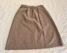 VINTAGE ILGWU LONG WOOL MAXI PENCIL SKIRT FRONT POCKETS BUTTON SZ 10 USA TAN