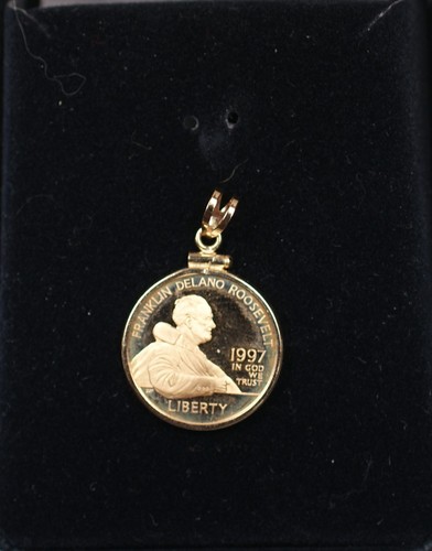 1997 Franklin Deleno Roosevelt FDR Bezel is 14k 9.7g Proof Pendant Coin - Picture 3 of 5