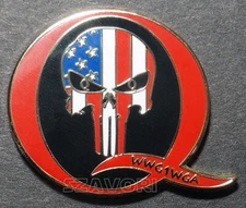 Artistic Lapel Pin of Patriotic Punisher Skull (1 1/4" w)