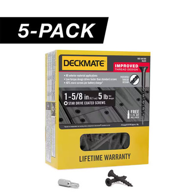 5-Pack #8 X 1-5/8 In. Black Exterior Self-Starting Star Drive Flat-Head Deck Scr