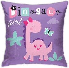 Cute Dinosaur Girl Decorative Throw Pillow Cushion Covers Colorful Dino