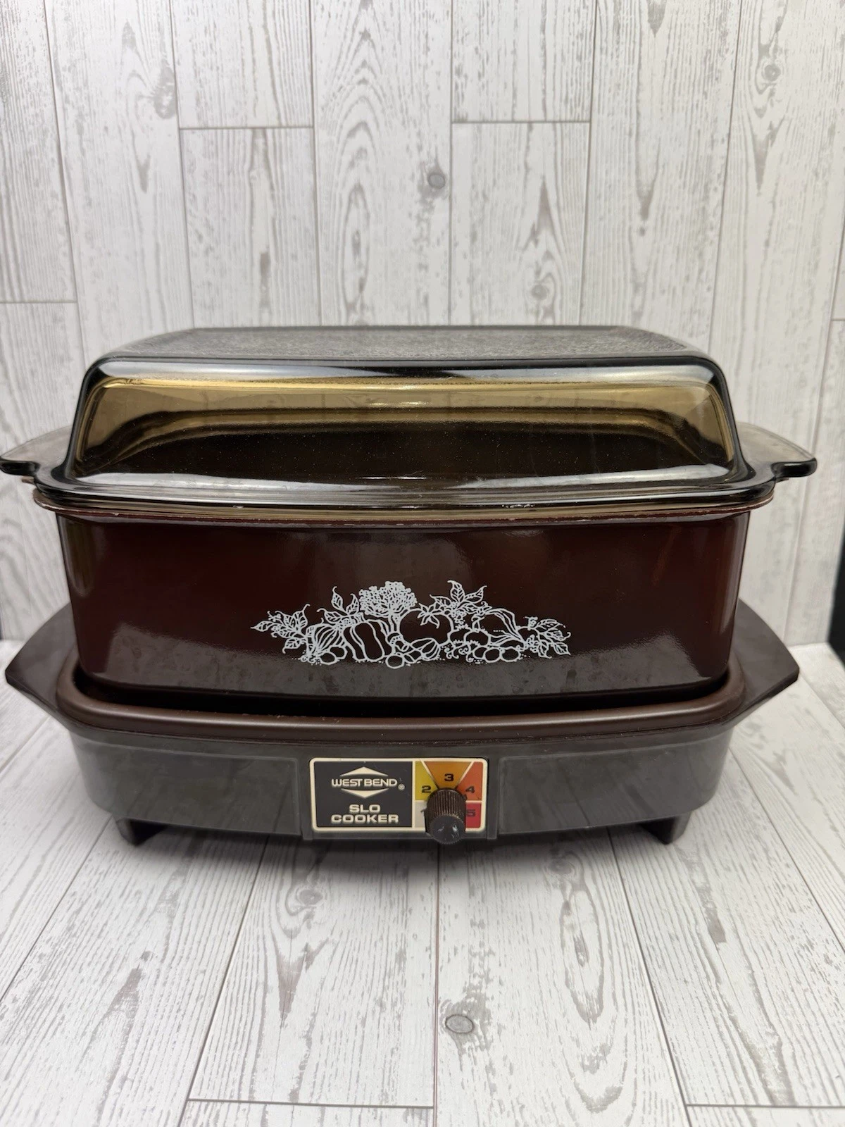 Vintage West Bend Slo Slow Cooker 8420-31F 9441 Harvest Brown Glass Lid Tested