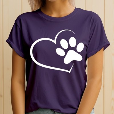 Pfotenabdruck Herz Haustier Liebe Tiere Damen T-Shirt Grafik Tee