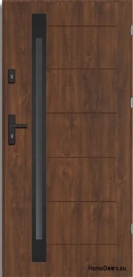 Porte extérieure porte en acier porte d'entrée Narvik Black, verre teinté... - Photo 1/4