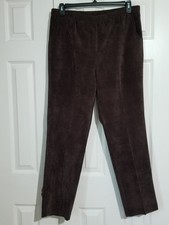 Allison Daley Women Size 10 Brown Corduroy Pants Elastic Waist Inseam 29" 325