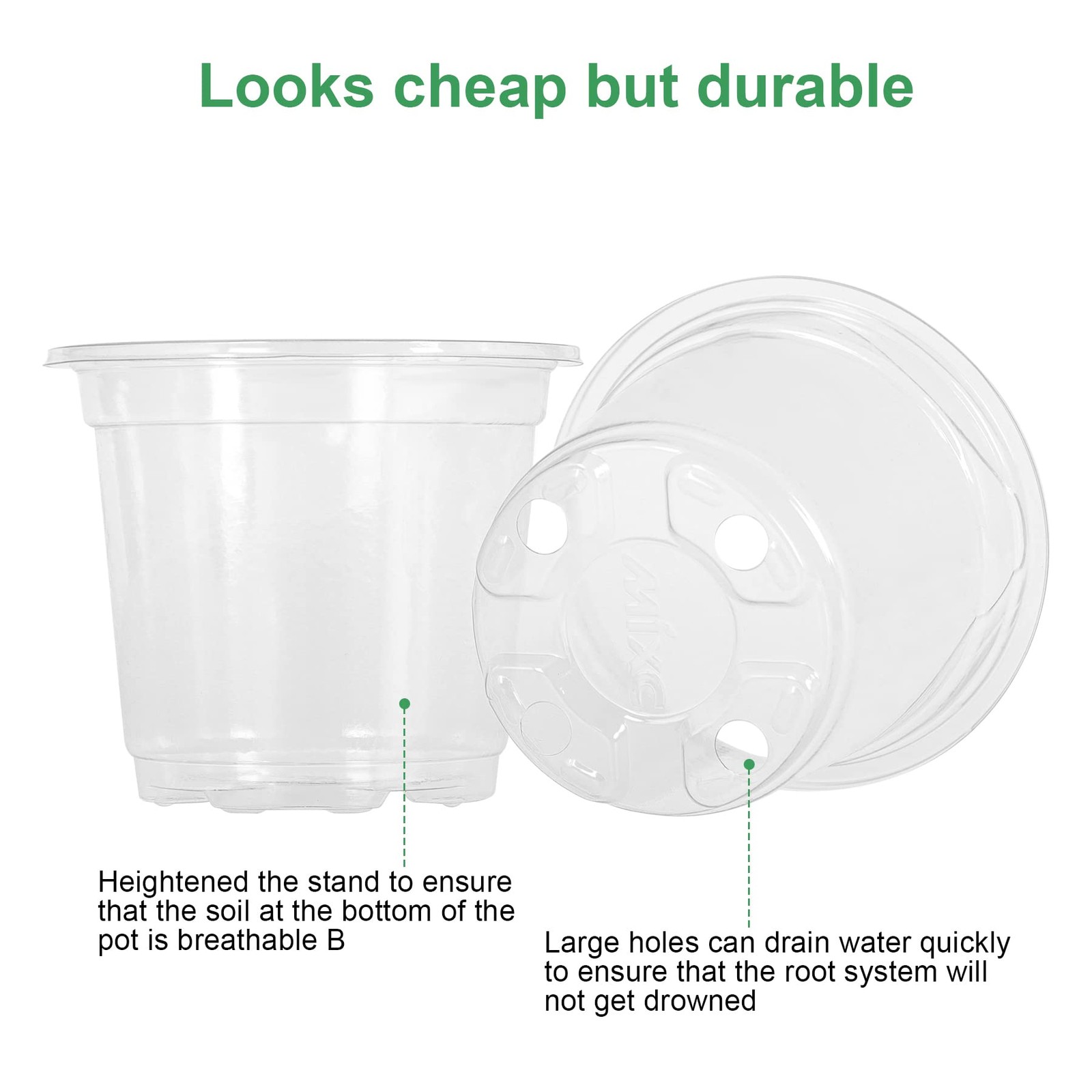 Clear Plant Nursery Pots with Humidity Dome 4"Soft Transparent Plastic Gardening