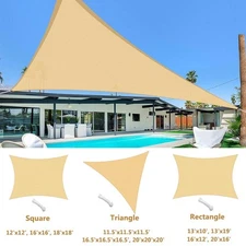Sun Shade Sail Outdoor Canopy Top Cover UV Block Triangle Square Rectangle Sand