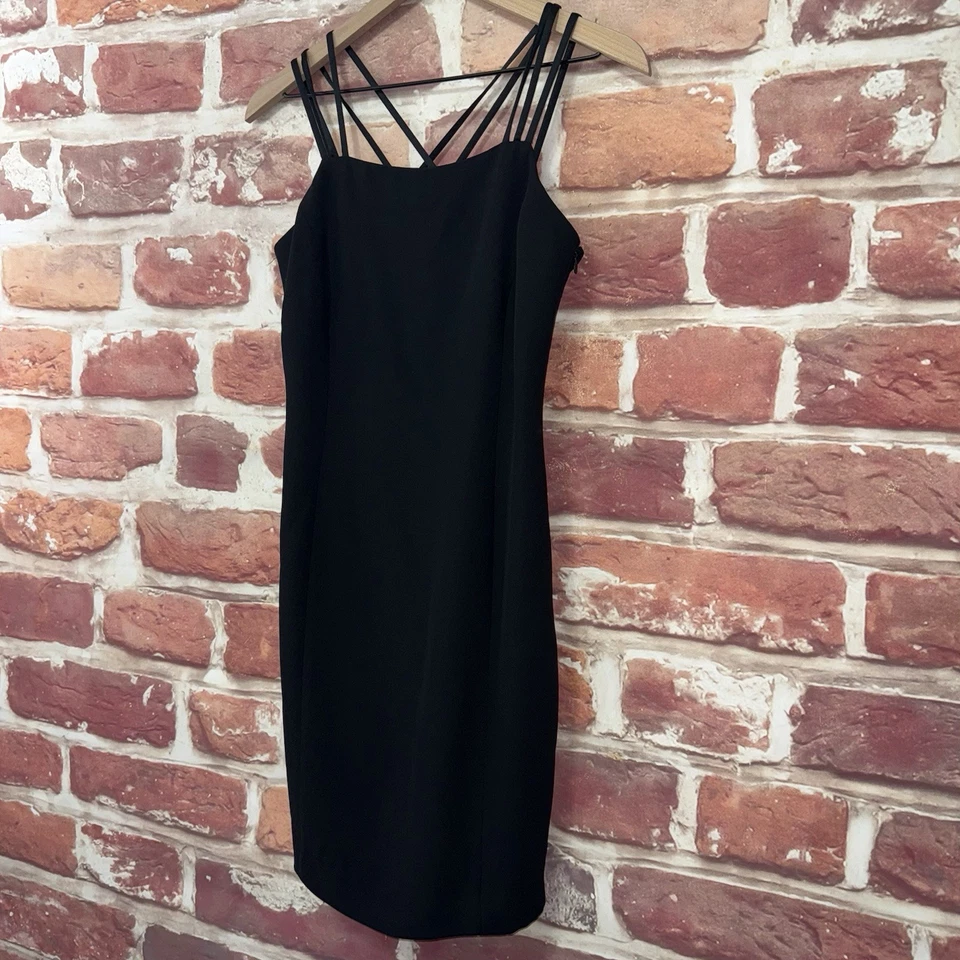 Jones New York Dress Womens 6 Petite Plain Black Evening Wear Strappy Zip Up - Image 3 of 4