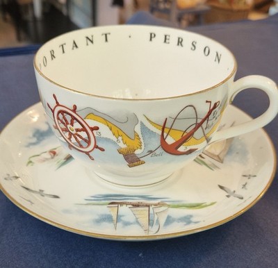 Original Royal Worcester - Fine Bone China - Segeln Motiv - Tasse/ Untersetzer