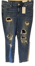 Maurices Denim Flex Ankle Jeans Size 14 Regular Distressed Stretch Blue NWT
