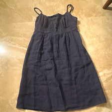 John Galt Blue Long Solid Sundress V-Neck Button Front Strappy Sleeveless S