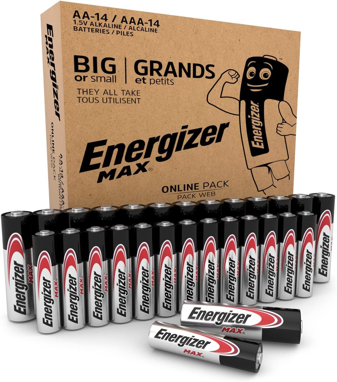Pacco 28 Batterie Energizer Max AA AAA 1.5V - Protezione Anti-Perdite