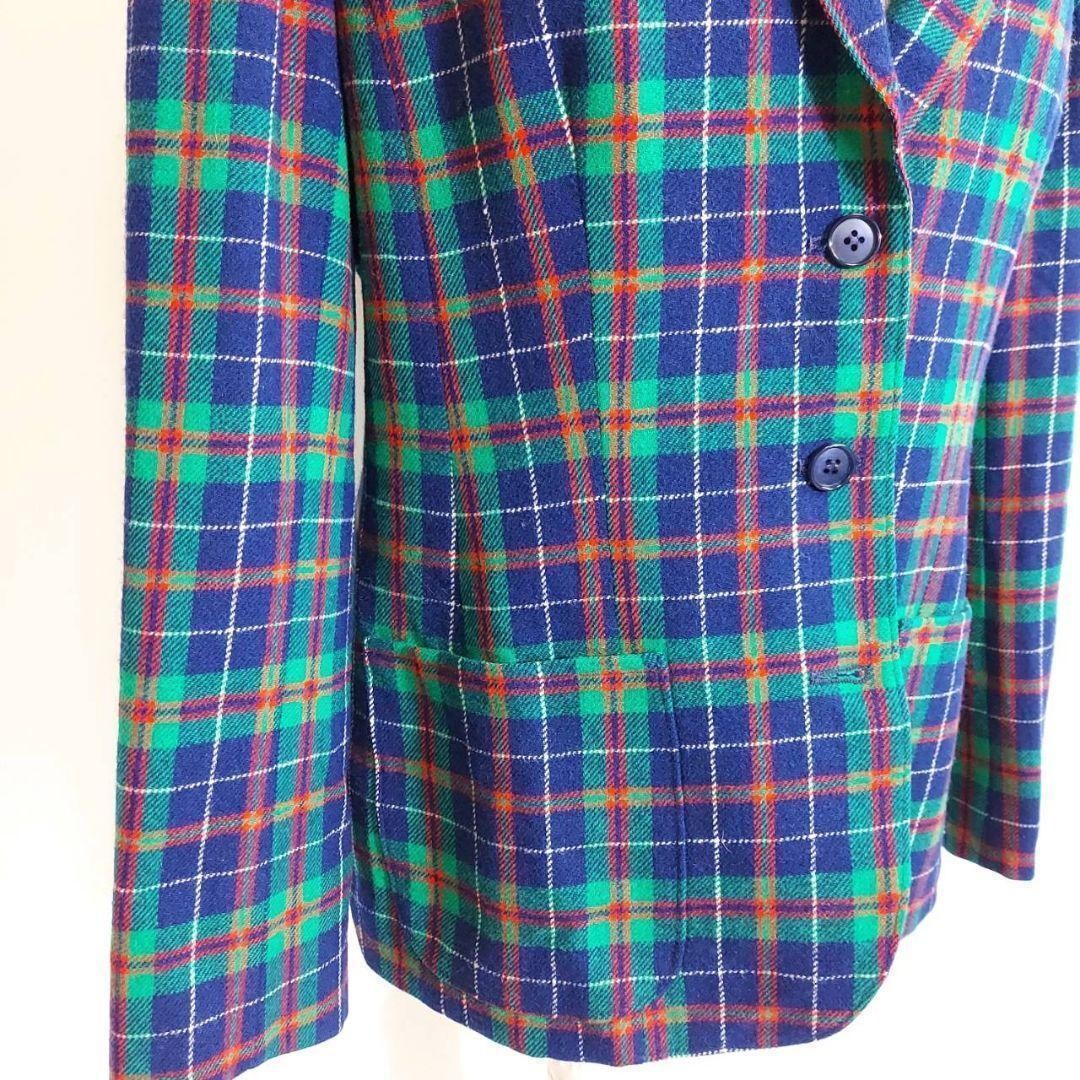 70s Pendleton Wool Check Tailored Jacket Navy & G… - image 4