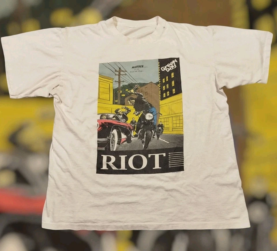 Camiseta De Colección 1995 Green Day “Disturbios/Asesinato a 120 MPH” Insomniac Tour Talla XL Foto 2 de 4