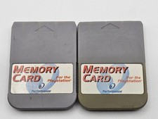 Lot Of 2 Gray Performance Memory Card for PlayStation 1 PS1 PSX Tested Working