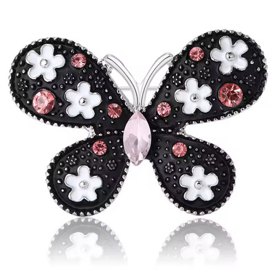 Cute Butterfly Flower Brooch Silver Rhinestone Insect Pin Summer Jewelry Gift