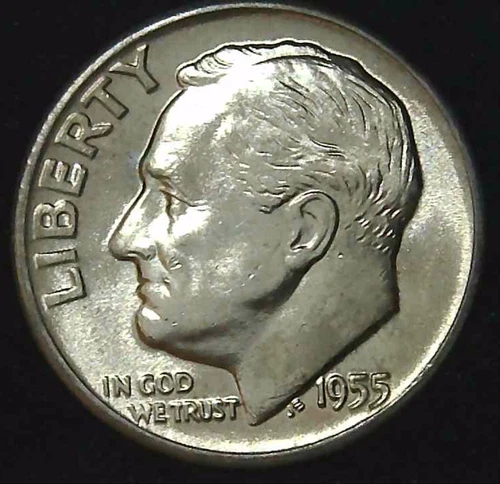 1955-D 10C Roosevelt Dime BU 90% Silver 26owt0306-5