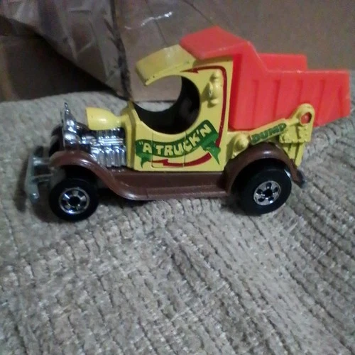 Vintage 1977 Hot Wheels "A" Truck'n Dump Truck Yellow / Orange Hong Kong