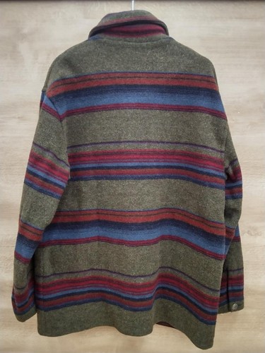 Woolrich Wool Blanket Rug Jacket Khaki Blue Red Wool Used - Picture 2 of 10