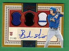 2016 PANINI PLAYOFF PRIME CUTS BRANDON NIMMO AUTO TRIPLE JERSEY RC 27/49 METS