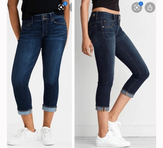 American Eagle distressed basic Artist crop size … - image 1