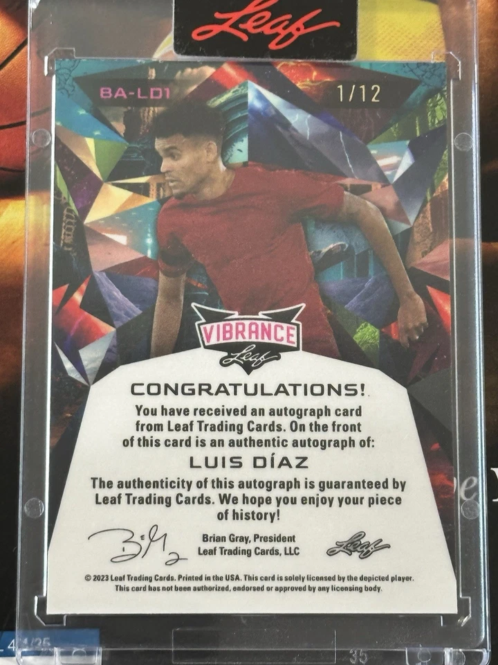 Luis Diaz Autograph Card Leaf Vibrance BA-LD1 Serial Numbered 1/12. First Print! - Image 3 of 4