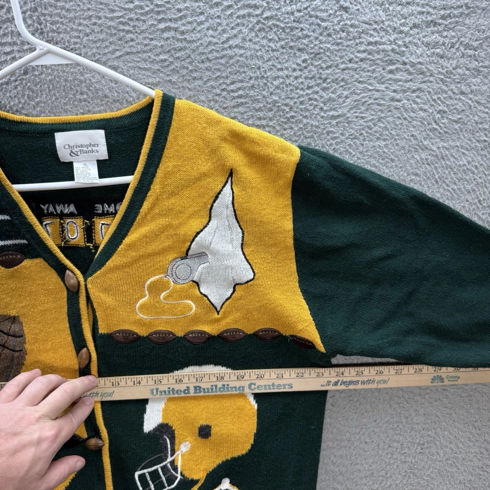 Cárdigan tejido vintage Green Bay Packers para mujer XL verde amarillo NFL Y2K Foto 3 de 4