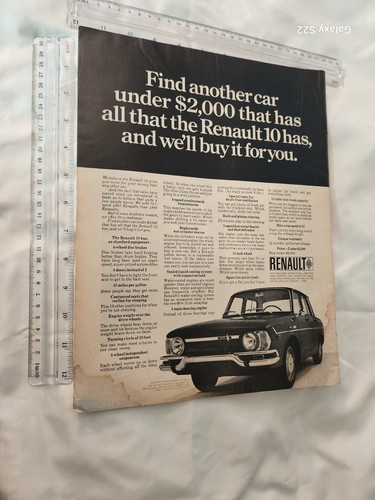 RENAULT 10 French 13.75" x 10.25" Vintage Original Print Advertising