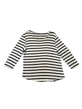 Chico’s The Ultimate Tee Womens L 2 Black White Striped Supima Cotton 3/4 Sleeve