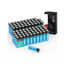 Maplin Alkaline Batteries AA LR6 1.5V x 80 High Performance with Battery Tester 0.35 per battery
