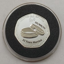 33rd Wedding Anniversary Gift ( PERSONALISED Wedding DATE On Coin ) Wife/Husband