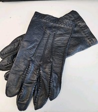 Vtg Handcrafted Men's Black Leather Unlined Size XLarge Dress/Prof. Gloves