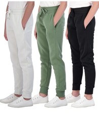 Real Essentials 3 Pack: Girls' Fleece Joggers Soft Active Performance Casual...