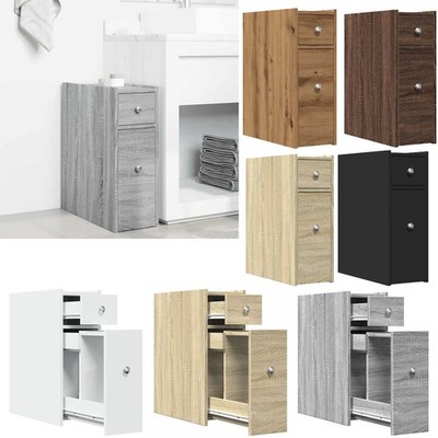 Badschrank Badezimmerschrank Schrank Schmal mit Rollen Holzwerkstoff vidaXL
