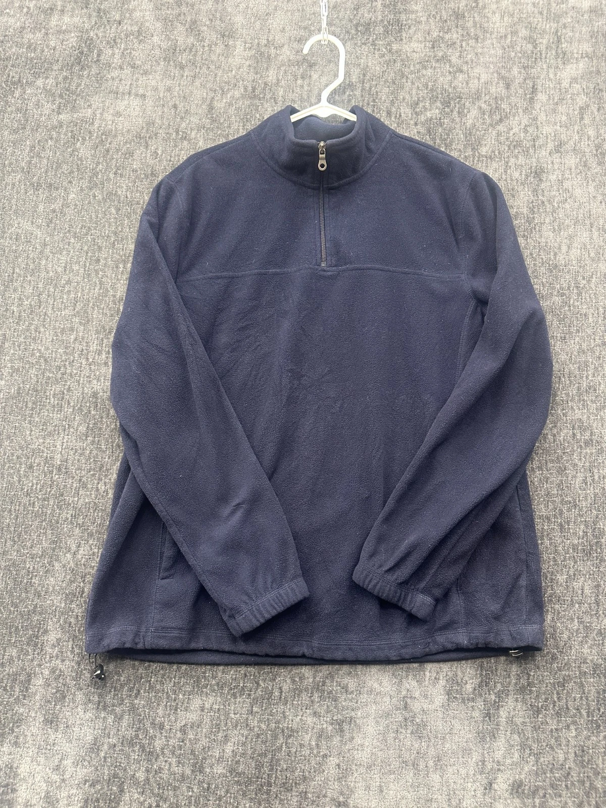 Croft & Barrow Fleece Jacket Men Large Navy Blue Mock Neck Quarter Zip Warm Wear