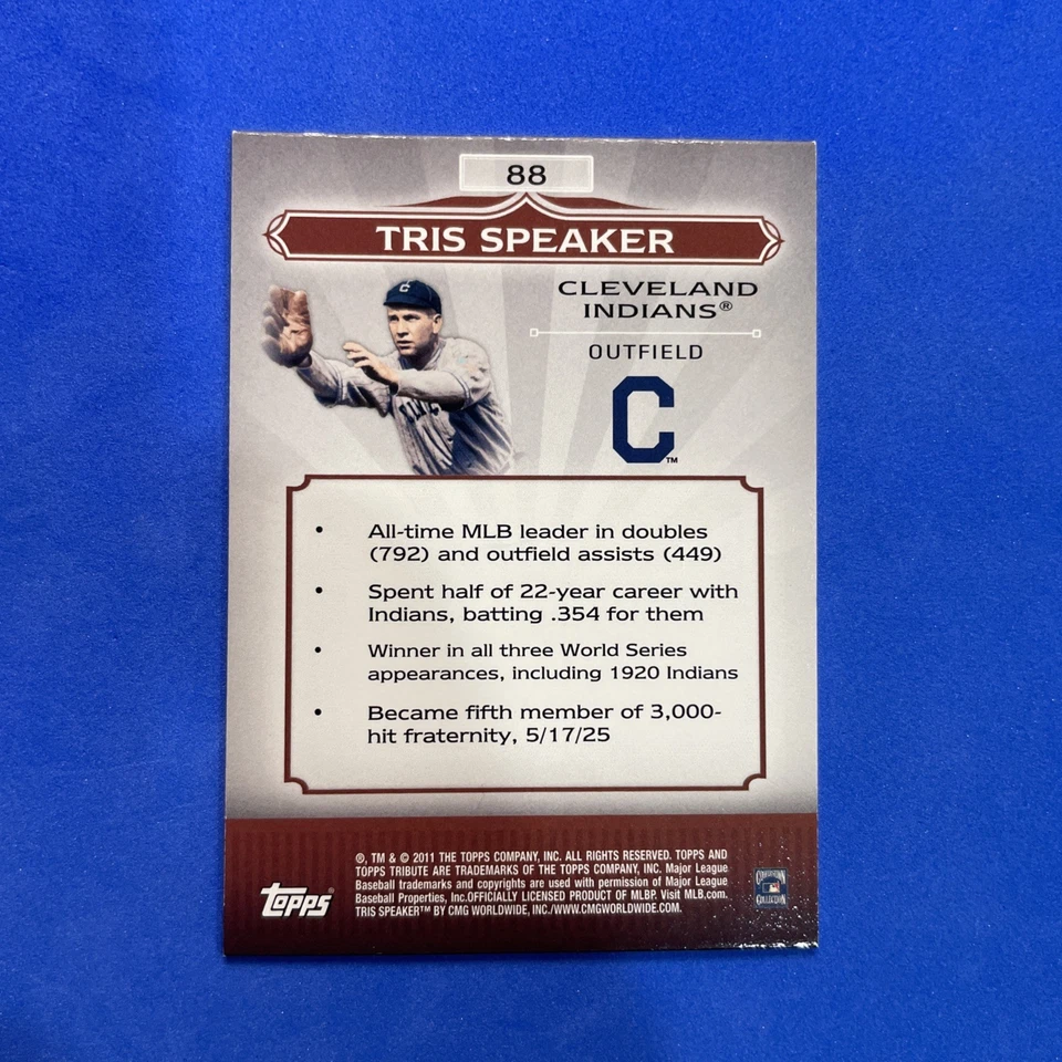 2011 Topps Tribute Green /50 Tris Speaker #88 HOF - Image 3 of 3