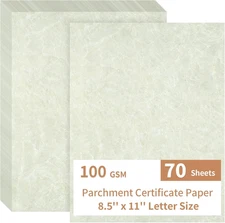 70 Sheets Certificate Paper Ivory, 8.5 X 11" Letter Size, 100 GSM Double-Sided S
