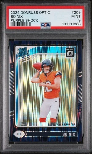 2024 Panini Donruss Optic Rated Rookie Bo Nix Purple Shock (RC) #209 PSA 9