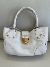 Prada Sughero Vitello Danio White Leather Shopping Tote Bag w/ Pushlock in US