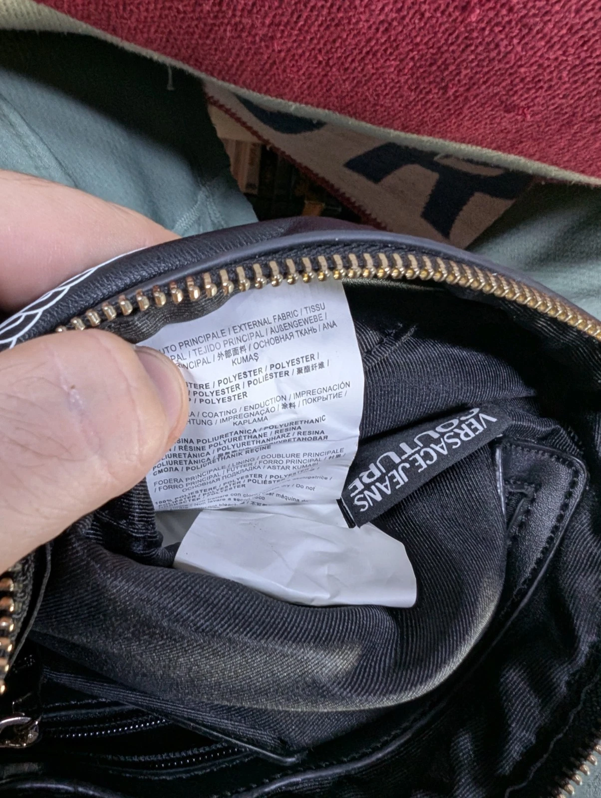 VERSACE JEANS COUTURE tracolla pochette mini borsa donna zip nera stampa logo