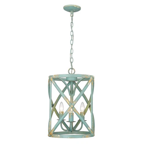 Golden Lighting 0890-3P Alcott 3 Light 13"W Taper Candle Pendant - Teal - Picture 6 of 12