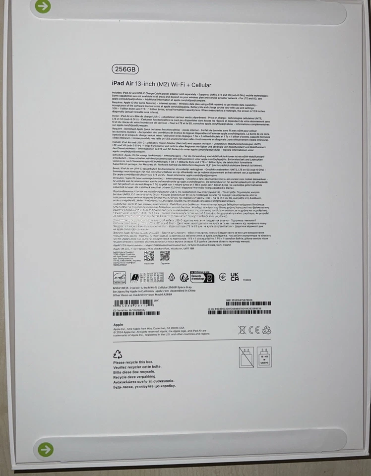 Apple iPad Air 13" 2024 M2 - 256GB WiFi & Cellular 5G - Unlocked - Space Grey - Image 2 of 2