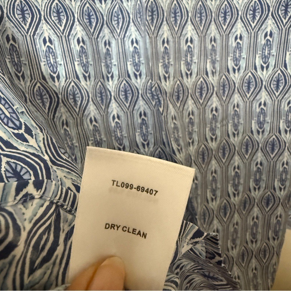 Pendleton Silk Cotton Blend Blue Patterned Button… - image 6