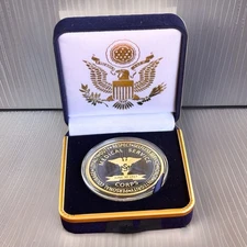 US ARMY MEDICAL SERVICE CORPS Challenge Coin With Blue Velvet Case.