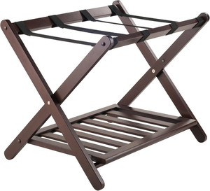Remy Luggage Rack with Storage Shelf, for Guest Room, No Assembly, Cappuccino