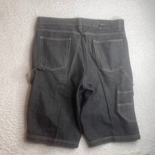 FUBU The Collection Mens Black Denim Carpenter Shorts Size 38 Vintage Streetwear