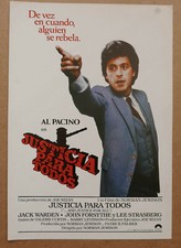 AL PACINO AND JUSTICE FOR ALL  Press sheet Spain 1979