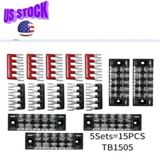 5 Sets 5 Positions Dual Row Screw Terminal Strip Blocks 600V 15A 15pcs