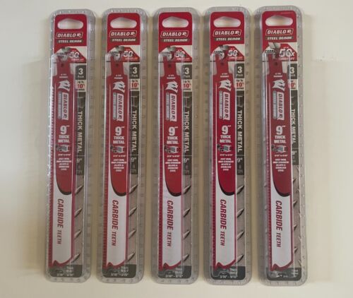 Lot Of 15 Diablo 9" Reciprocating Saw Blades 5pck Thick Metal Carbide DS0908CF3