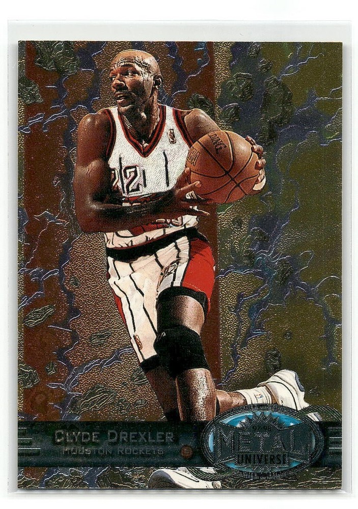 Clyde Drexler 1997-98 Skybox Metal Universe #93 REEBOK CHASE BRONZE Rockets HOF